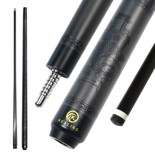 Schwarzer Billardqueue aus Kohlefaser, radial, 12,5 mm, mit XTC-Ferrule