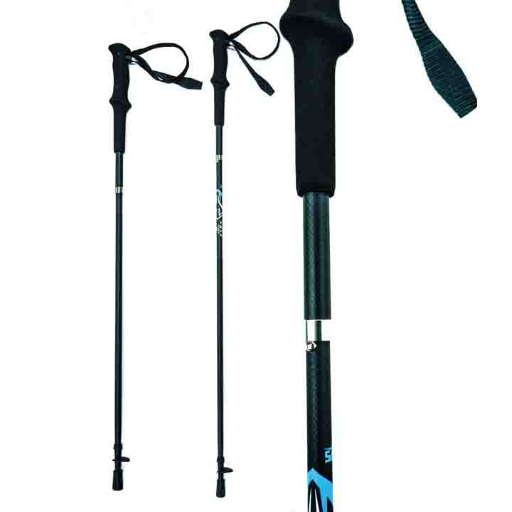 OKHEALING Carbon Fiber Trekking Pole - Folding Ultralight and Black Color