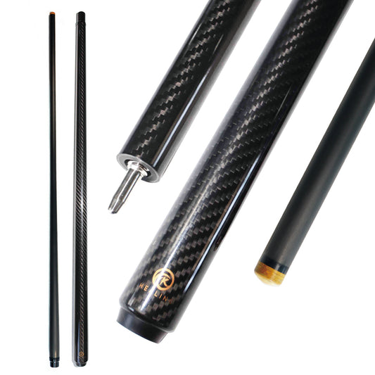 Schwarzer Billardqueue aus Kohlefaser – 12,4 mm Uniloc-Spannfutter und 3K-Twill-UD-Oberfläche