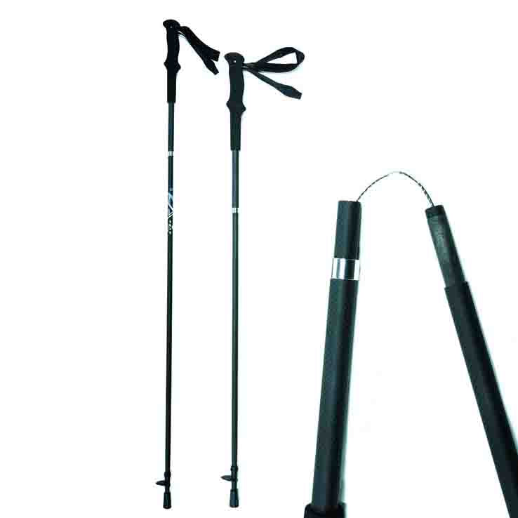 OKHEALING Carbon Fiber Trekking Pole - Folding Ultralight and Black Color