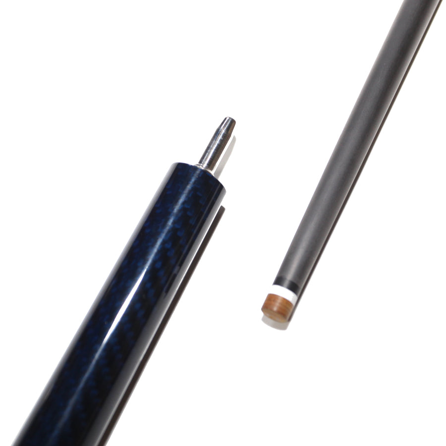 Carbon Fiber Pool Cue - 12.4mm Uniloc and Blue 3K Twill Surface