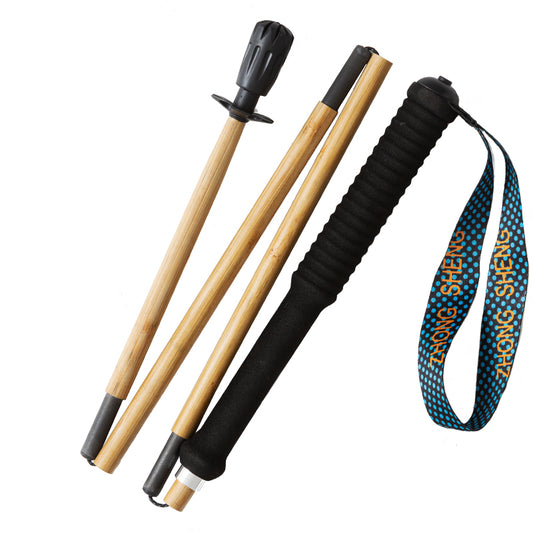 Carbon Fiber Trekking Poles with Bamboo Surface- Folding and Ultralight