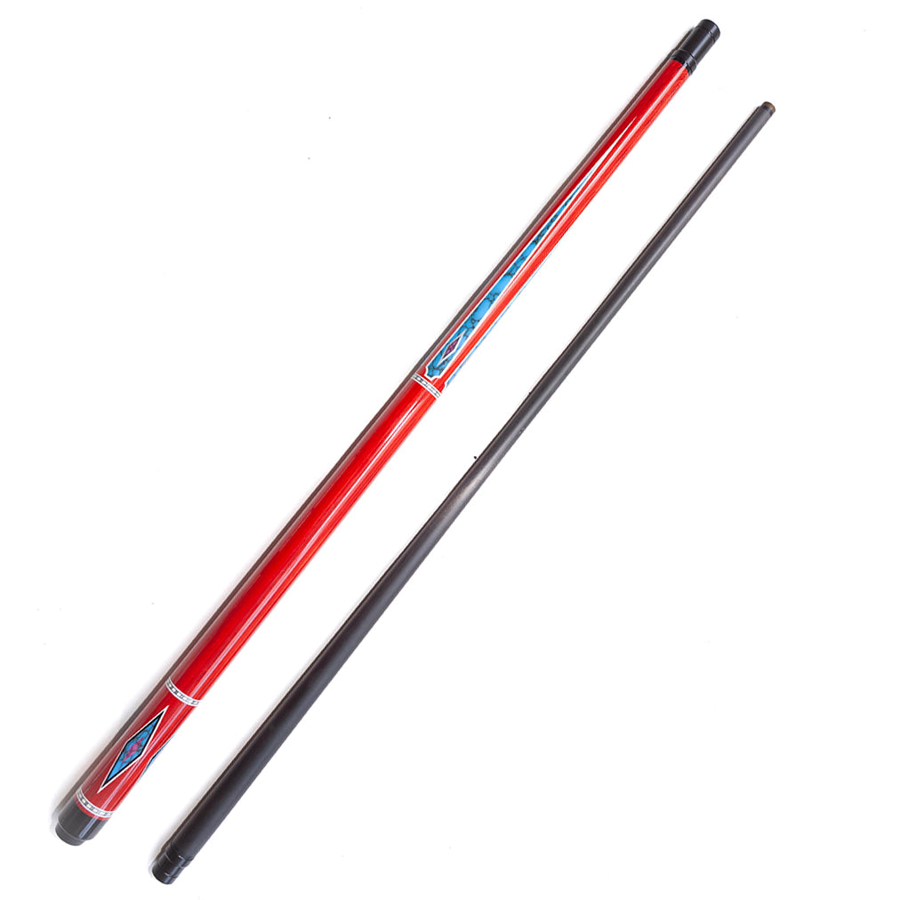 Pool Cue with Carbon Shaft Wood Butt - 12.4mm Radial Red