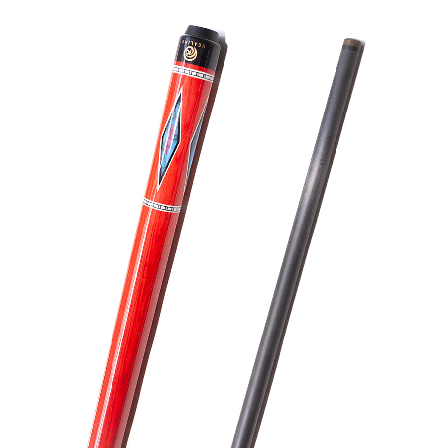 Pool Cue with Carbon Shaft Wood Butt - 12.4mm Radial Red