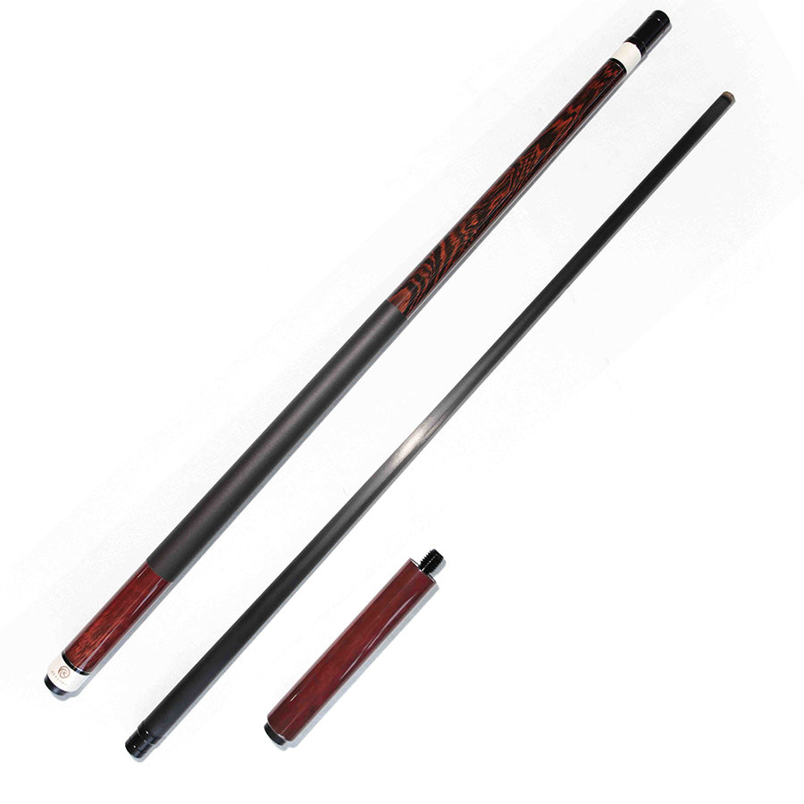 Carbon Fiber Pool Cue with 180mm Extension - Radial 12.4mm and Wood Grain Design