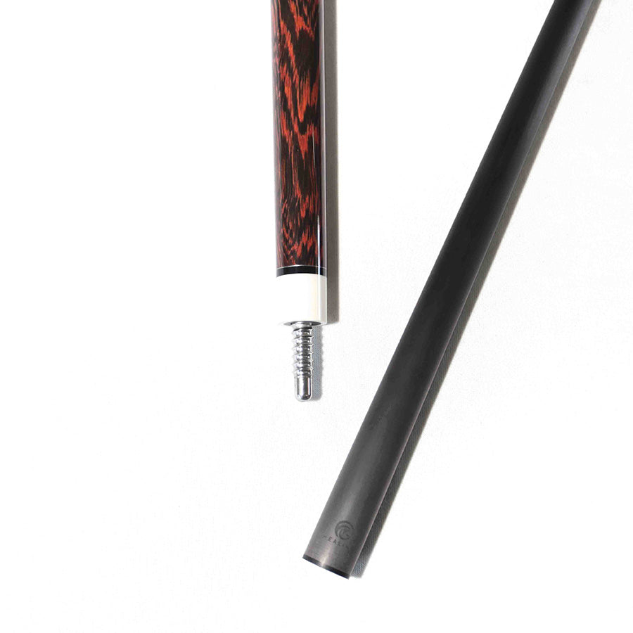 Carbon Fiber Pool Cue with 180mm Extension - Radial 12.4mm and Wood Grain Design