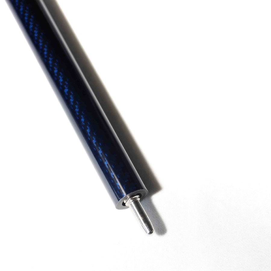 Carbon Fiber Pool Cue - 12.4mm Uniloc and Blue 3K Twill Surface