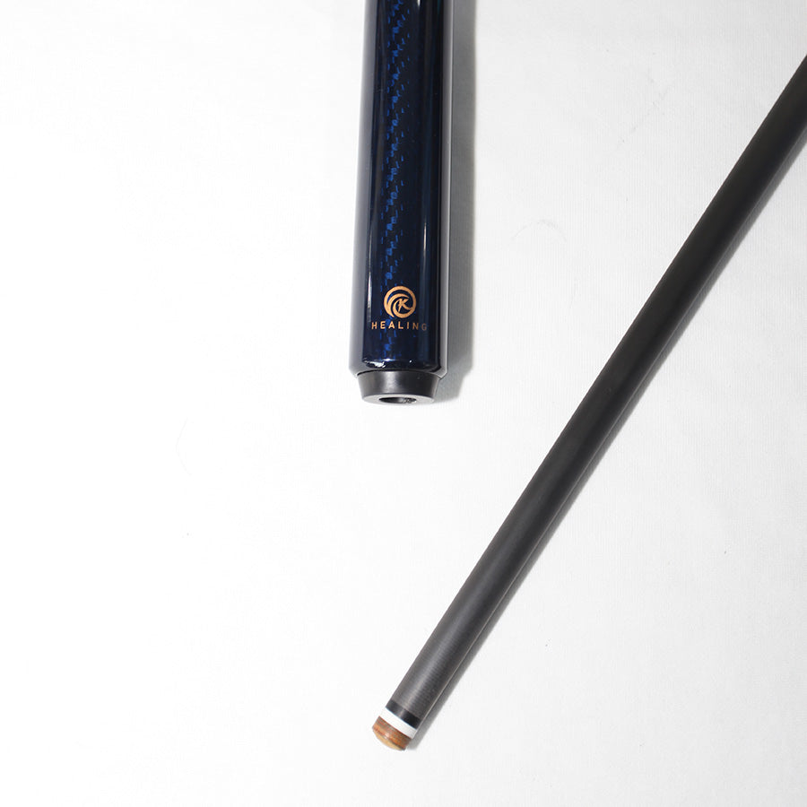Carbon Fiber Pool Cue - 12.4mm Uniloc and Blue 3K Twill Surface