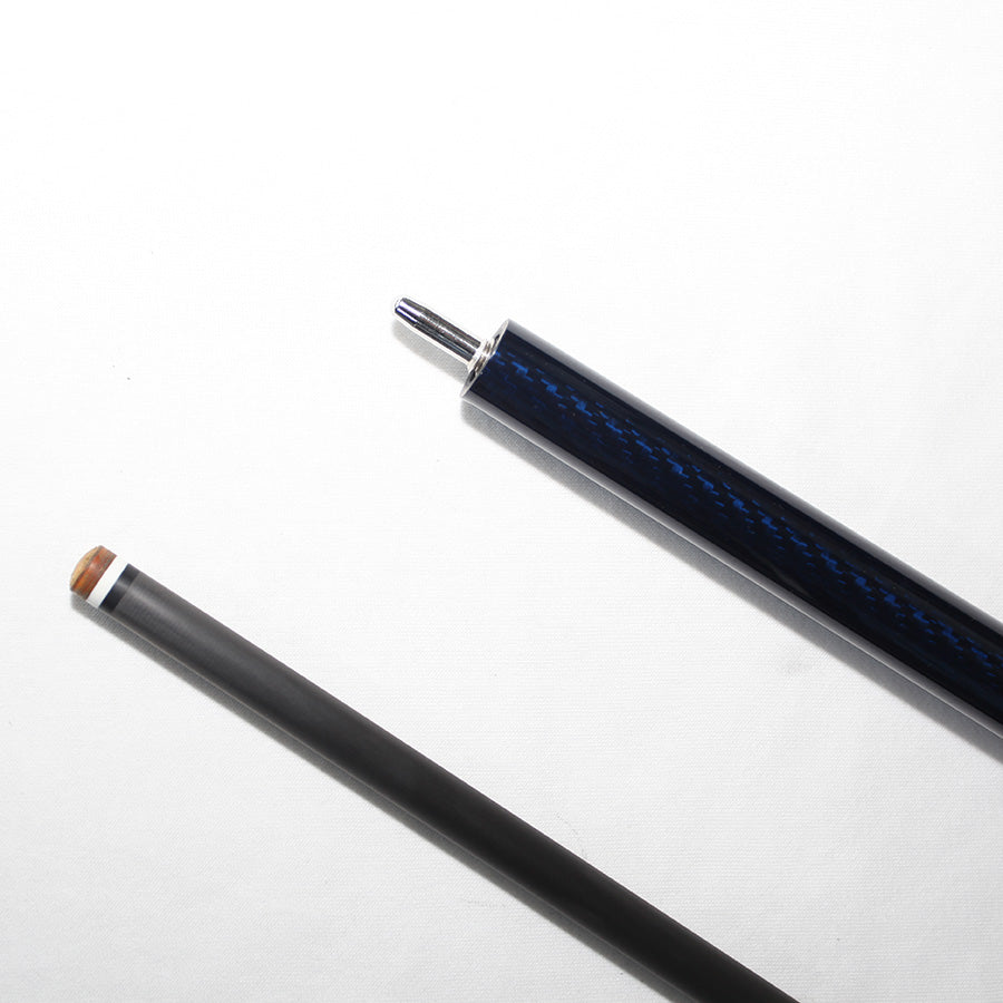 Carbon Fiber Pool Cue - 12.4mm Uniloc and Blue 3K Twill Surface