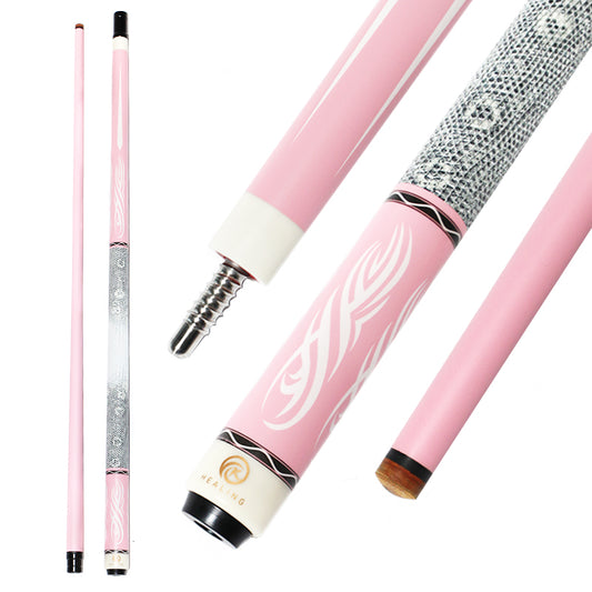Billardqueue mit Carbon-Oberteil und Holzgriff – 12,4 mm Radial Pink