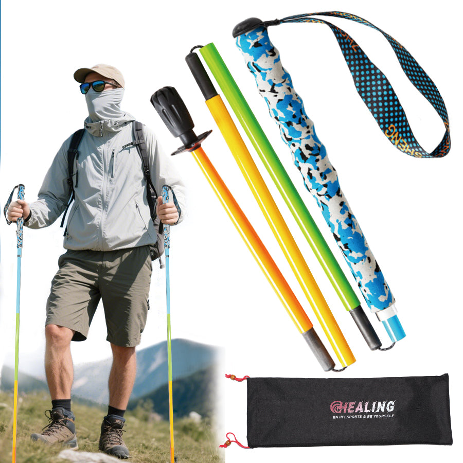 Carbon Fiber Colorful Trekking Poles - Folding and Ultralight