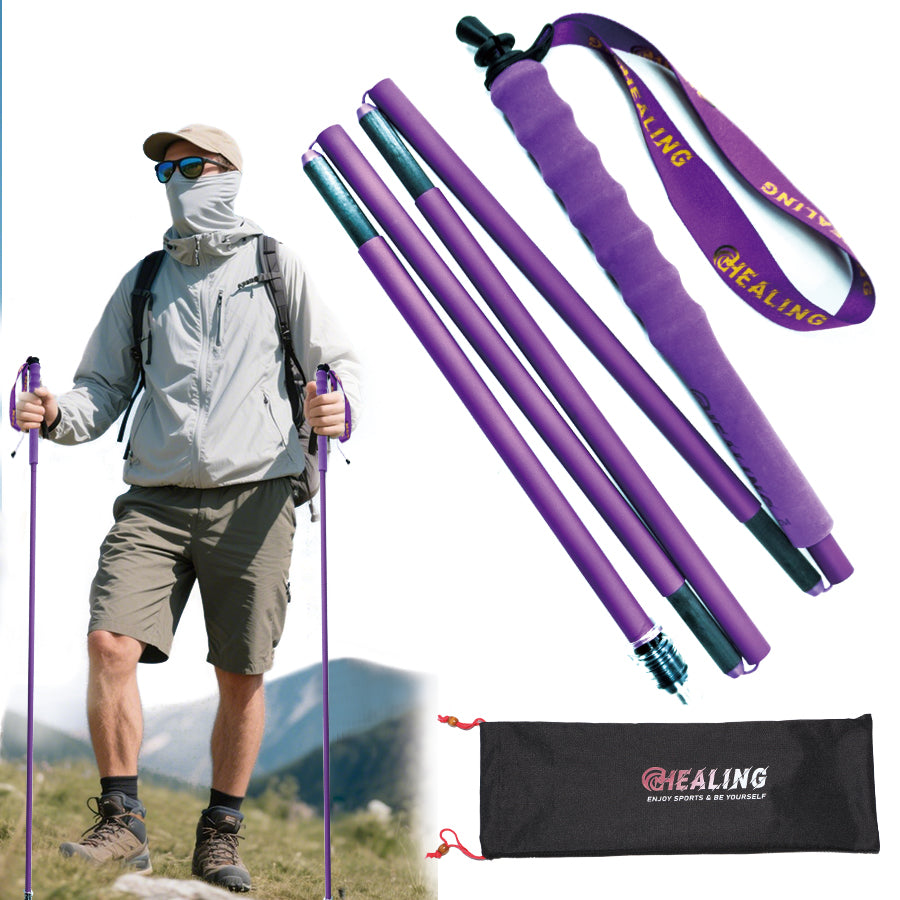 Carbon Fiber Trekking Poles - Folding Ultralight and Purple Color