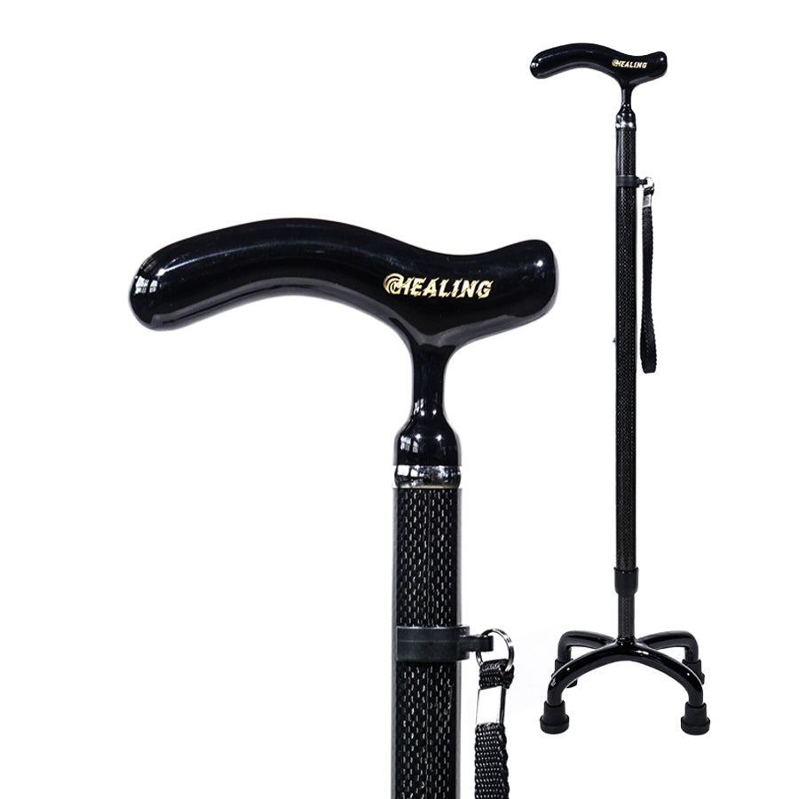 Adjustable Carbon Walking Quad Cane - Ultralight