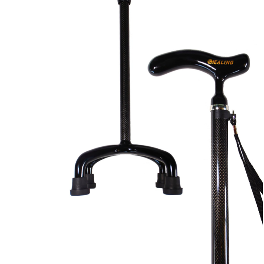 Adjustable Carbon Walking Quad Cane - Ultralight