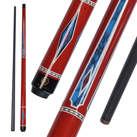 Billardqueue mit Carbon-Oberteil und Holzgriff – 12,4 mm Radial Rot