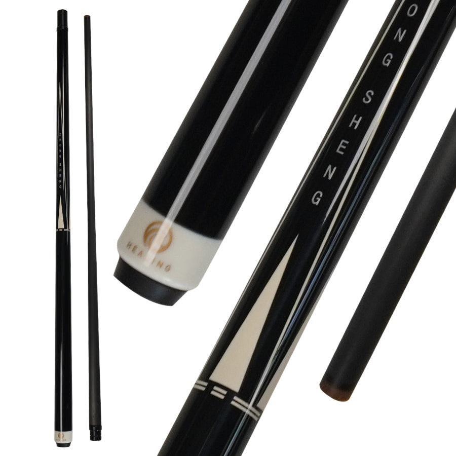 Pool Cue with Carbon Shaft Wood Butt - 12.4mm Radial Black