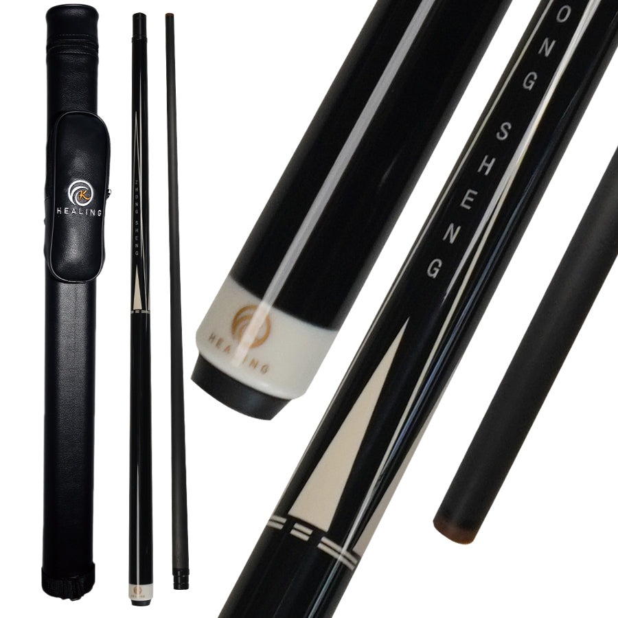 Pool Cue with Carbon Shaft Wood Butt - 12.4mm Radial Black