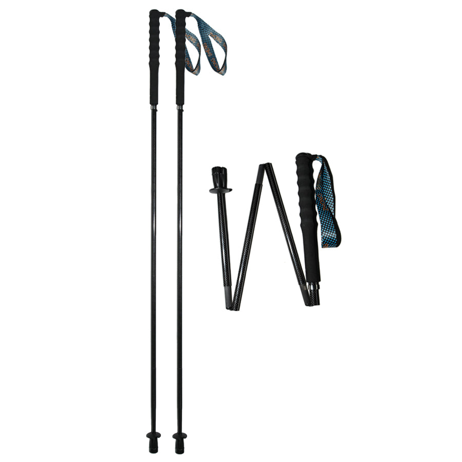 Carbon Trekking Poles Black - Folding and Ultralight