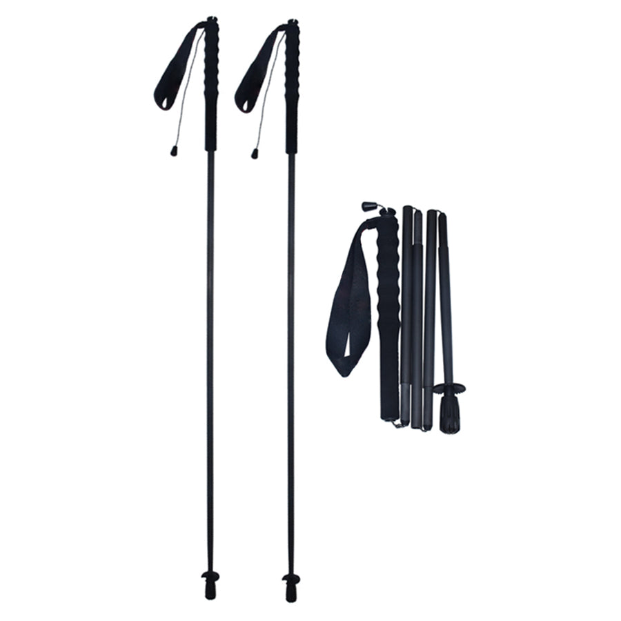 Carbon Fiber Trekking Poles Black - Folding and Ultralight