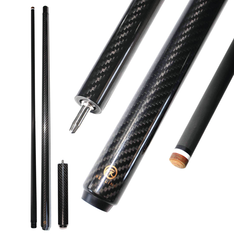 Carbon Fiber Pool Cue - 12.4mm Uniloc and Black 3K Twill UD Surface