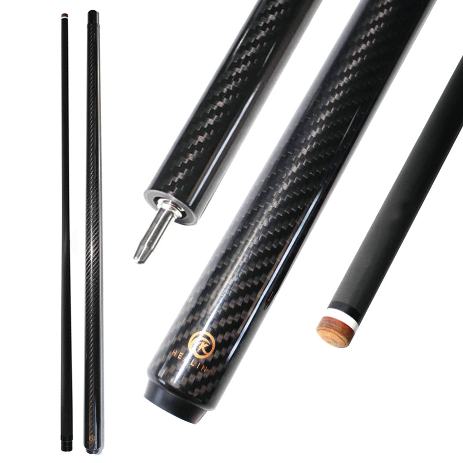 Carbon Fiber Pool Cue - 12.4mm Uniloc and Black 3K Twill UD Surface