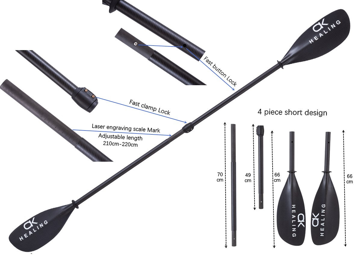 Carbon 4-Piece Kayak Paddle - Adjustable and Detachable
