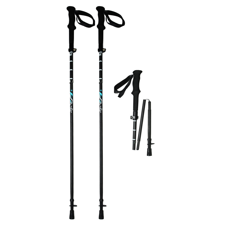 Carbon Fiber Trekking Poles - Adjustable Folding and Black Color