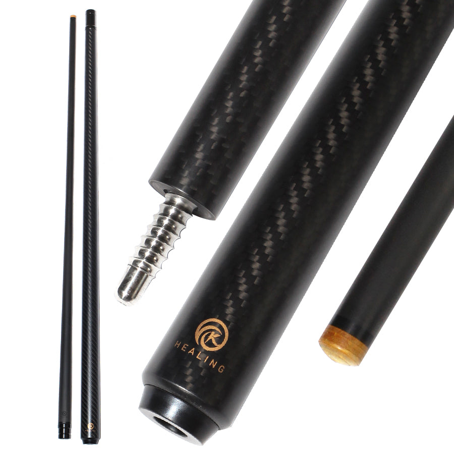 Carbon Fiber Pool Cue - 12.4mm Uniloc and Black 3K Twill UD Surface