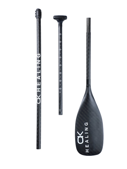 OKHEALING 3-Piece Carbon Fiber SUP Paddle with 12K Surface
