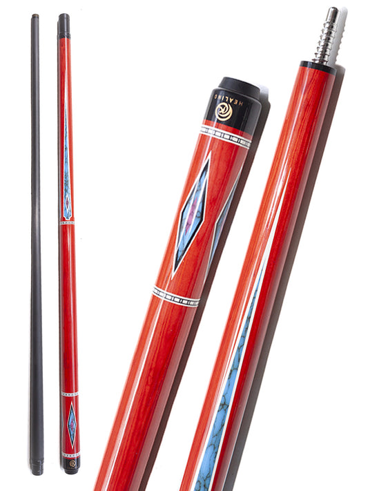 OKHEALING Radial Pool Cue with Carbon Shaft Hi-tech Wood Butt and 12.4mm Tip Red