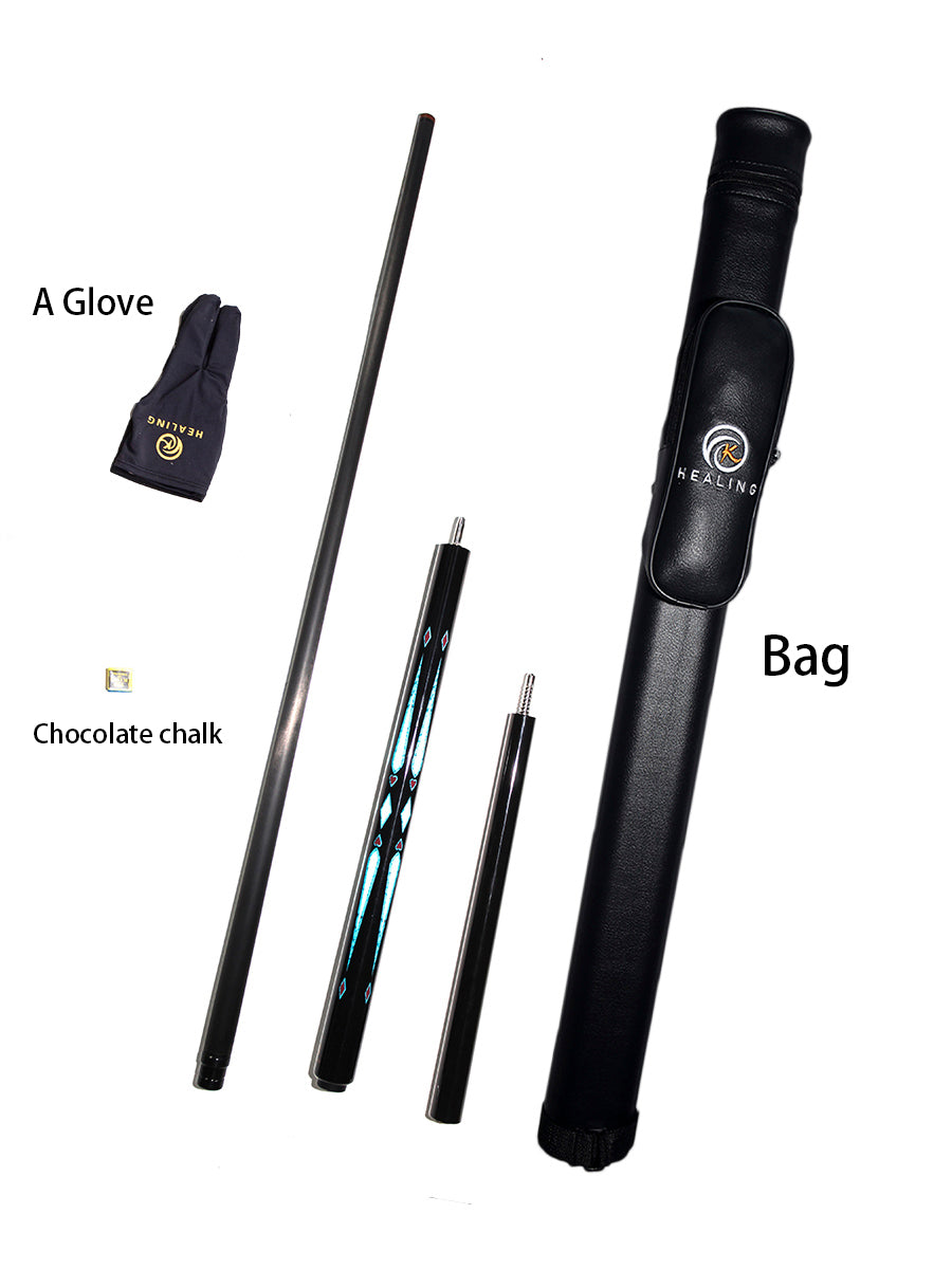 OKHEALING 3-Piece Carbon Break/Jump Cue with 12.9mm Bakelite Tip