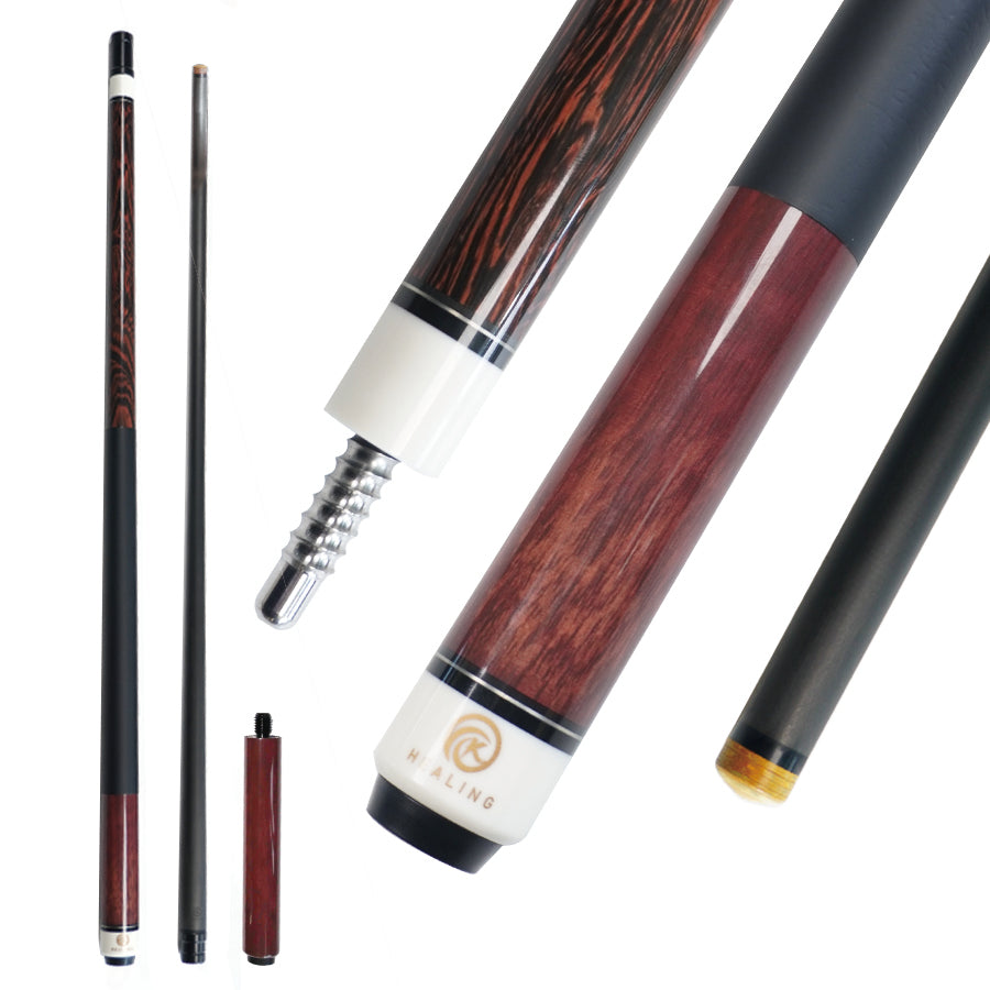Carbon Fiber Pool Cue with 180mm Extension - Radial 12.4mm and Wood Grain Design