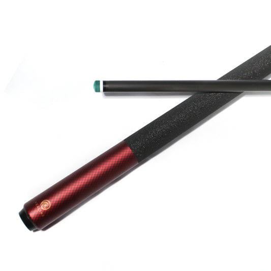 Pool Cue with Carbon Shaft Wood Butt - 12.5mm Radial Red
