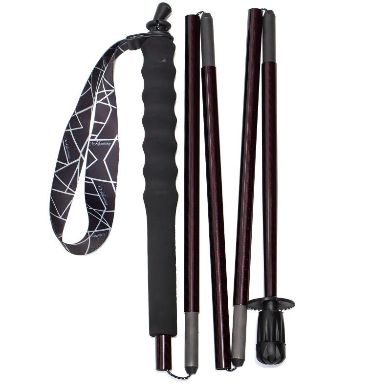 Carbon Trekking Poles - Dark Red- Folding and Ultralight