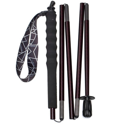 Carbon Trekking Poles - Dark Red- Folding and Ultralight