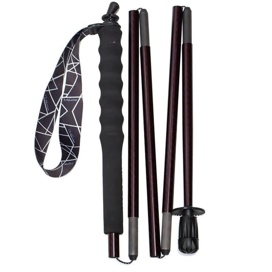Carbon Trekking Poles - Dark Red- Folding and Ultralight
