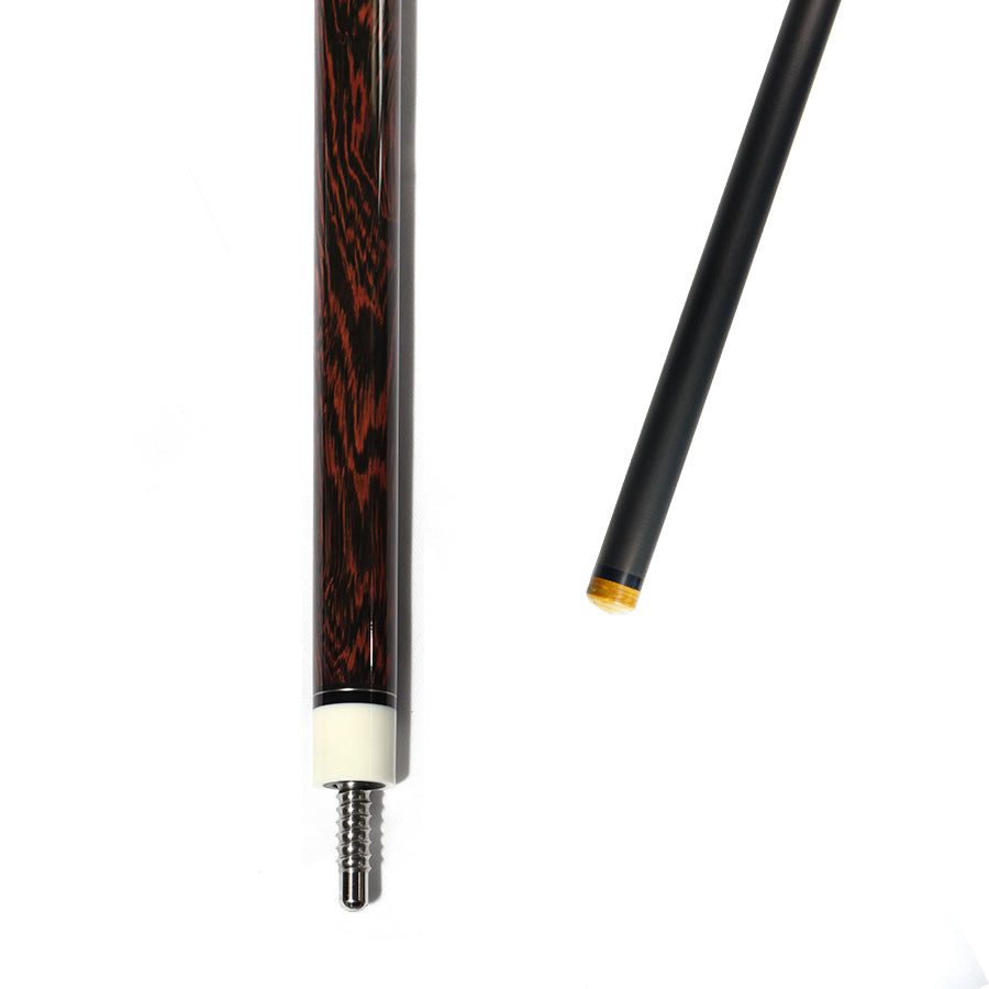 Carbon Fiber Pool Cue with 180mm Extension - Radial 12.4mm and Wood Grain Design