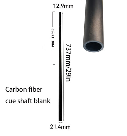 Carbon Fiber Cue Shaft Blank - 12.9mm Tip Pro Taper