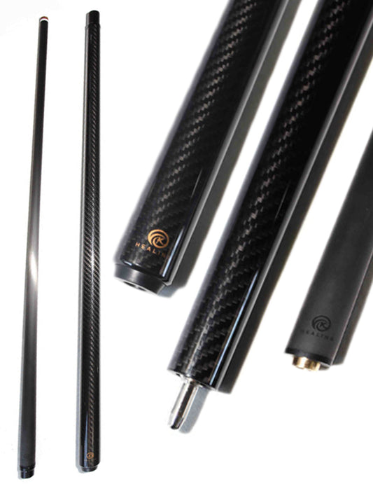 OKHEALING Carbon Pool Cue with Uniloc Joint 12.4mm Tip and Black 3K Twill UD Surface