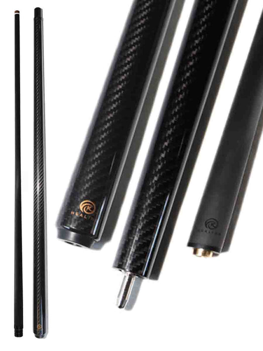 OKHEALING Carbon Pool Cue with Uniloc Joint 12.4mm Tip and Black 3K Twill UD Surface