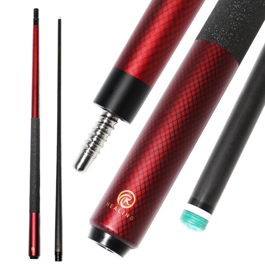 Pool Cue with Carbon Shaft Wood Butt - 12.5mm Radial Red