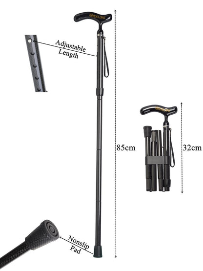 OKHEALING 5-Piece Walking Cane with Carbon Fiber Material Telescopic And Folded Function