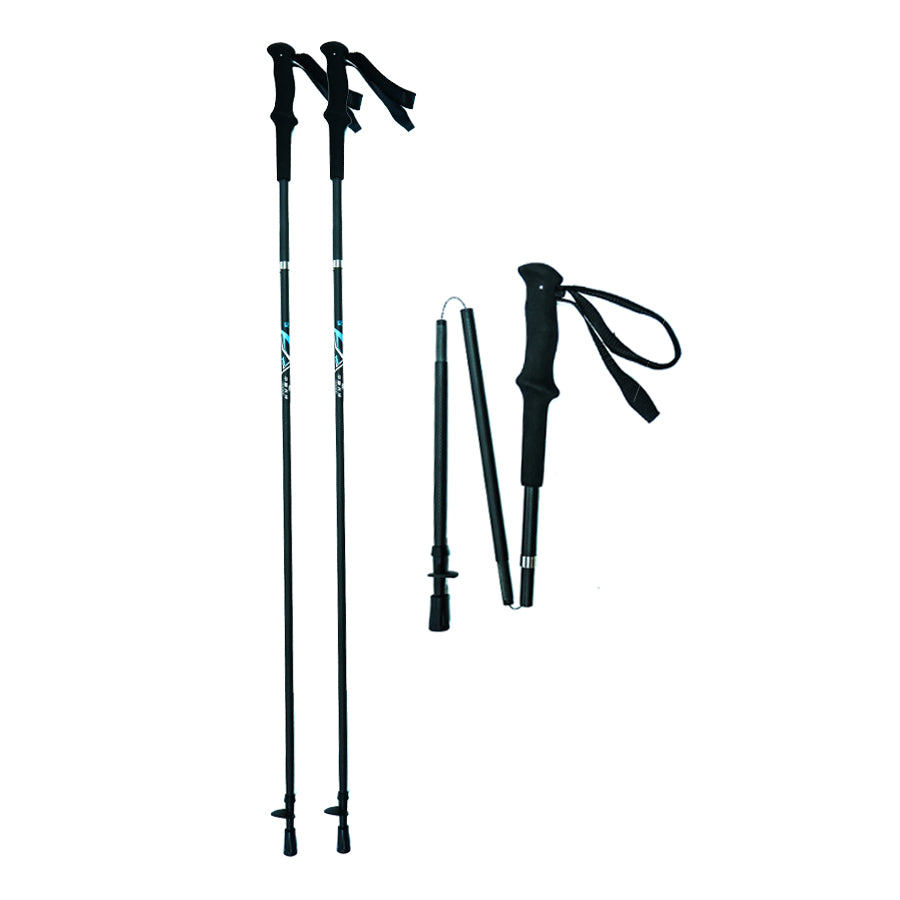 Carbon Fiber Trekking Poles Black - Folding and Ultralight