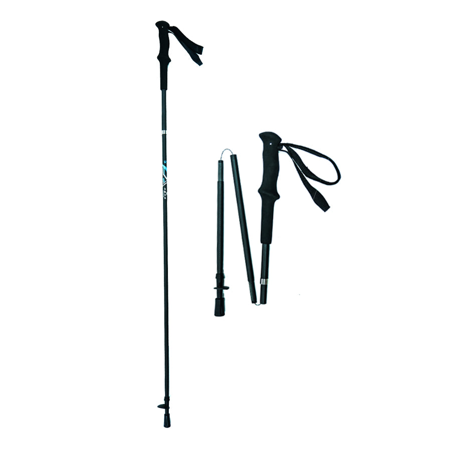 Carbon Fiber Trekking Poles Black - Folding and Ultralight