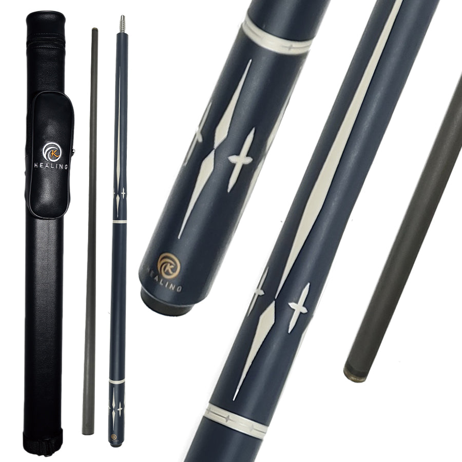 OKHEALING Carbon Pool Cue - Radial Joint 12.4mm Pigskin Tip Blue