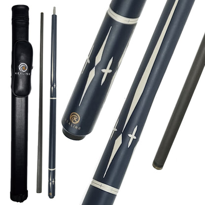 OKHEALING Carbon Pool Cue - Radial Joint 12.4mm Pigskin Tip Blue