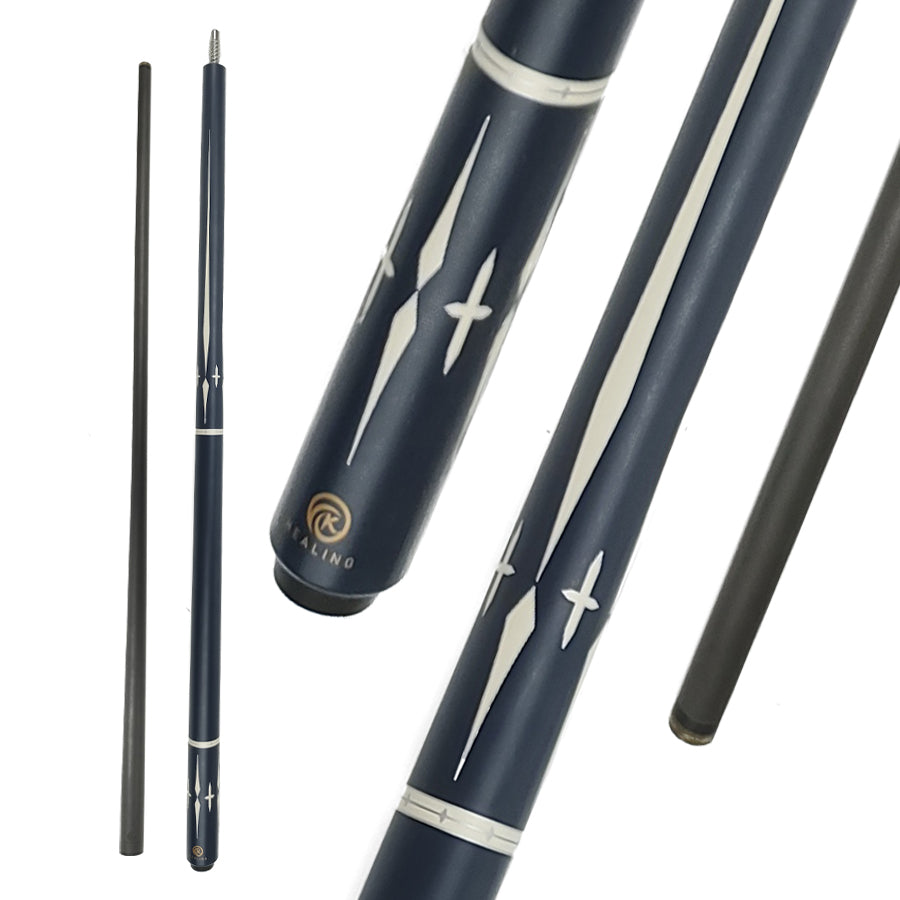 OKHEALING Carbon Pool Cue - Radial Joint 12.4mm Pigskin Tip Blue