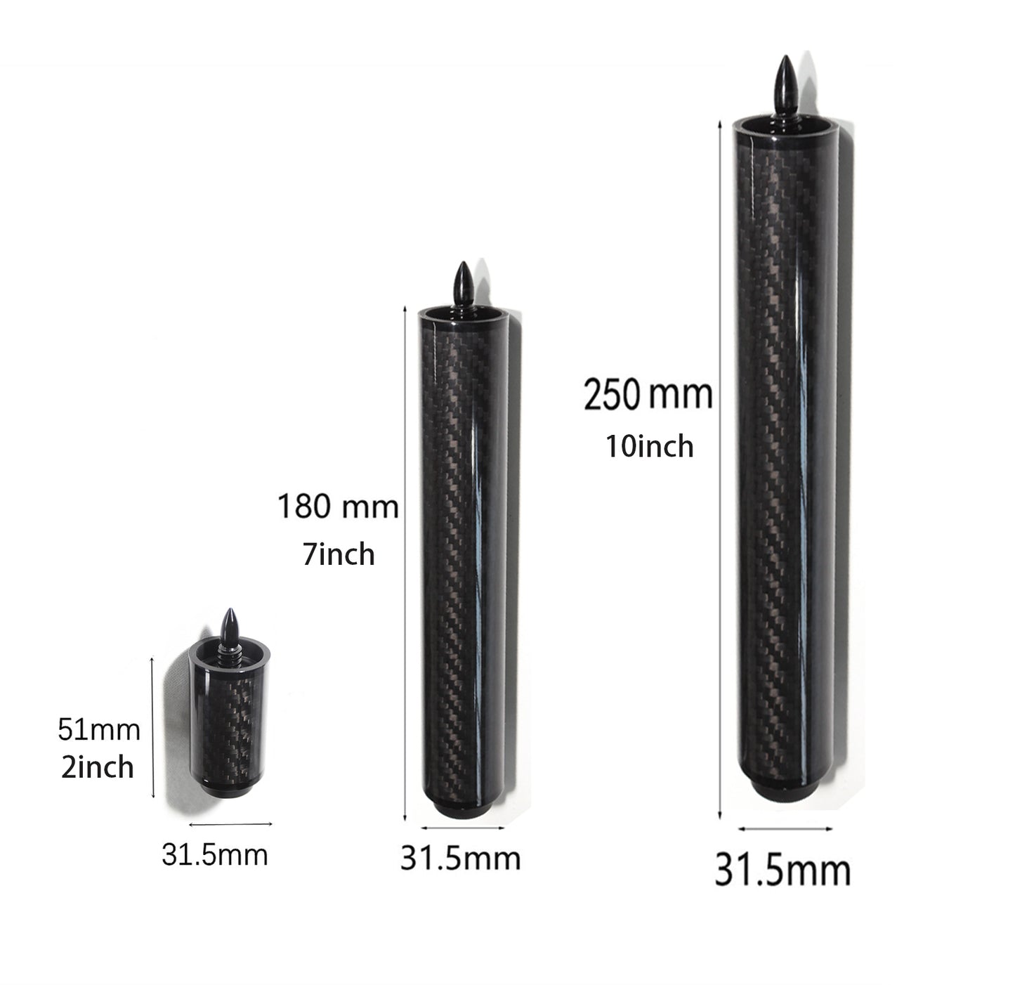 Carbon Fiber 3K Twill Bullet Pin Extension to Connect Butt