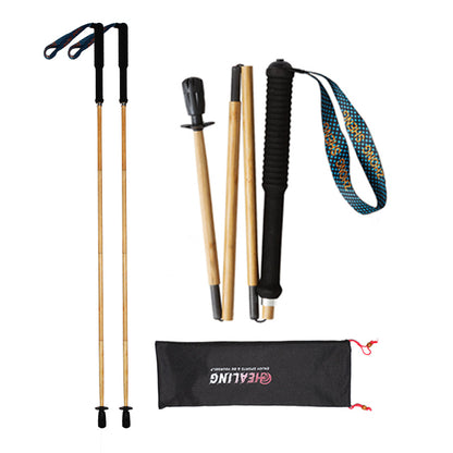 OKHEALING Carbon Fiber Trekking Poles- Folding Ultralight and Bamboo Surface