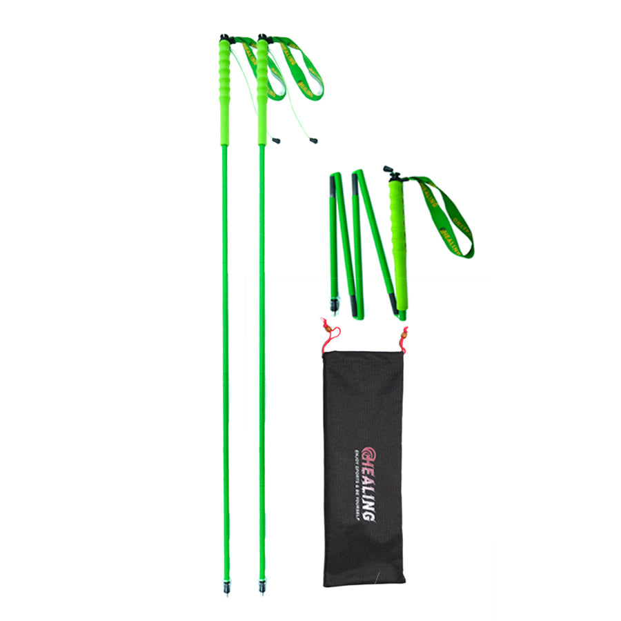 OKHEALING Carbon Fiber Ultralight Folding Trekking Pole Green